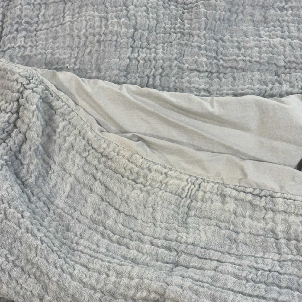 Pottery Barn Cloud Linen Cotton Duvet Cover Full Queen Light Blue Textured Gauze